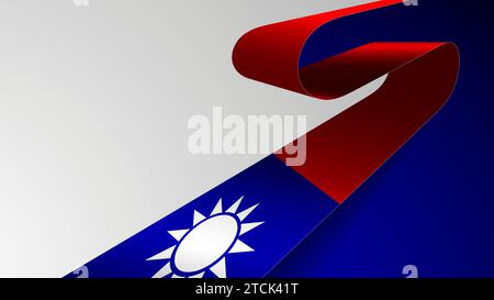 Fond de ruban réaliste avec drapeau de Taiwan. Un élément d'impact pour l'usage que vous voulez en faire. Illustration de Vecteur