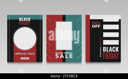 Modèle de publication de médias sociaux pour la promotion de vente Black Friday avec concept abstrait Illustration de Vecteur