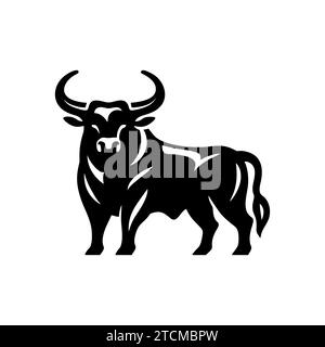 Symbole de silhouette de l'icône de taureau. Bœuf de vache Buffalo isolé sur fond blanc. Logo Bull qui signifie force, courage et ténacité. Illustration vectorielle Illustration de Vecteur