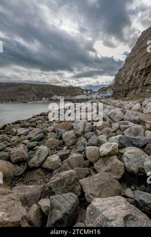 Rochers à Staithes, North Yorkshire Banque D'Images