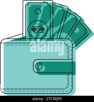 Portefeuille avec Bills Finance Icon Vector Illustration de Vecteur