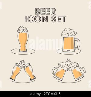 Ensemble d'icônes de verres à bière Vector Illustration de Vecteur