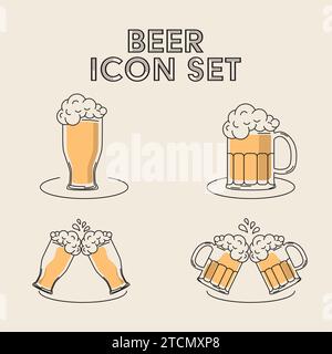 Ensemble d'icônes de verres à bière Vector Illustration de Vecteur