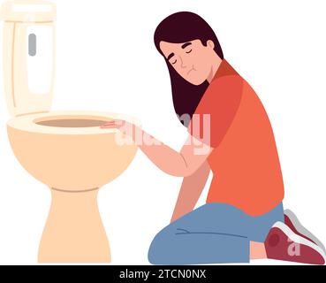 femme boulimie dans les toilettes Illustration de Vecteur