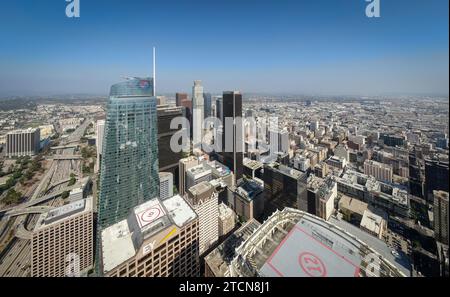 Images de drones du centre-ville de Los angeles et du parc macarthur Banque D'Images