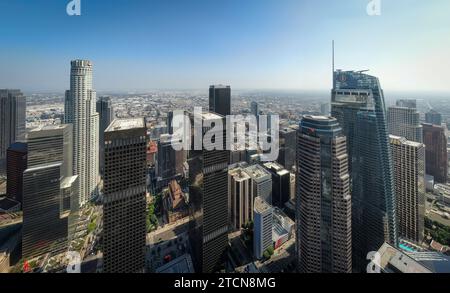 Images de drones du centre-ville de Los angeles et du parc macarthur Banque D'Images