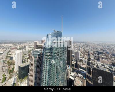 Images de drones du centre-ville de Los angeles et du parc macarthur Banque D'Images