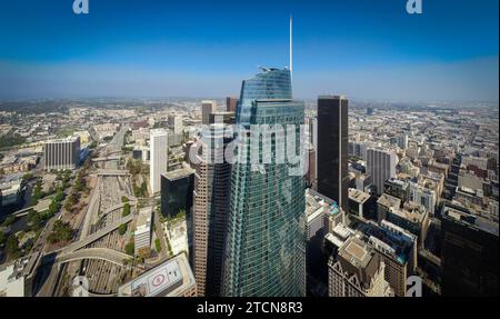 Images de drones du centre-ville de Los angeles et du parc macarthur Banque D'Images