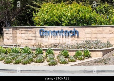 Genentech signe au sol à son siège social à South San Francisco, Californie, États-Unis Banque D'Images