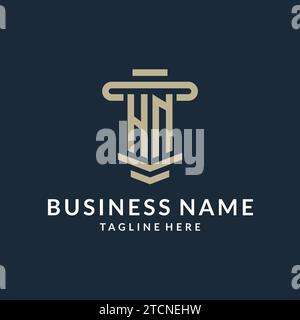 Monogramme initial de logo HN avec des idées de conception de vecteur de ligne de pilier de luxe simples Illustration de Vecteur