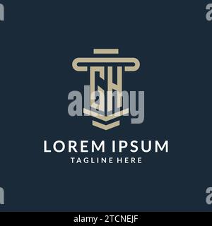 Monogramme initial de logo GH avec des idées simples de conception de vecteur de ligne de pilier de luxe Illustration de Vecteur