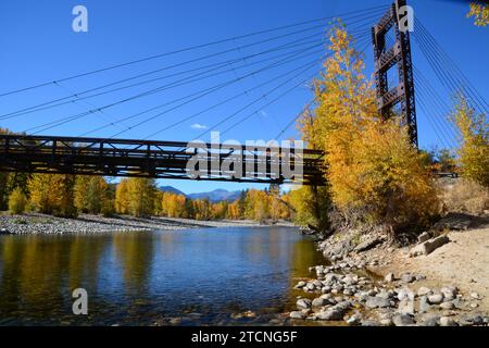 Pont sur la rivière Methow à Winthrop Washington USA Banque D'Images