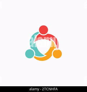 Icône abstraite Teamwork Unity logo - trois figures colorées interconnectées dans une conception circulaire représentant la collaboration et la connectivité Illustration de Vecteur