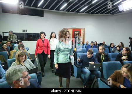 Madrid, 01/17/2020. Conférence de presse après la réunion extraordinaire du Conseil des ministres avec le porte-parole du ministre María Jesús Montero et les ministres Isabel Celaá et Irene Montero. Photo : Jaime García. ARCHDC. Crédit : Album / Archivo ABC / Jaime García Banque D'Images