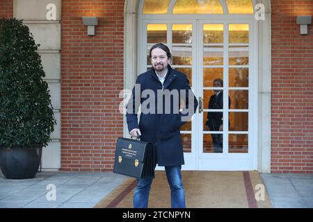 Madrid, 01/14/2020. Palais de Moncloa. Première réunion du gouvernement progressiste de Pedro Sánchez pour la XIVe législature. Photo : Jaime García. ARCHDC. Crédit : Album / Archivo ABC / Jaime García Banque D'Images