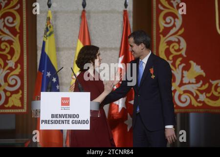 Madrid, 01/25/2020. Juan Guaidó visite la Communauté de Madrid et reçoit des citoyens vénézuéliens. Photo : Maya Balanya. ARCHDC. Crédit : Album / Archivo ABC / Maya Balanya Banque D'Images