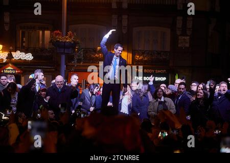 Madrid, 01/25/2020. Rencontre de Juan Guaidó, président en charge du Venezuela, lors de sa visite à Madrid. Photo : Guillermo Navarro. ARCHDC. Crédit : Album / Archivo ABC / Guillermo Navarro Banque D'Images