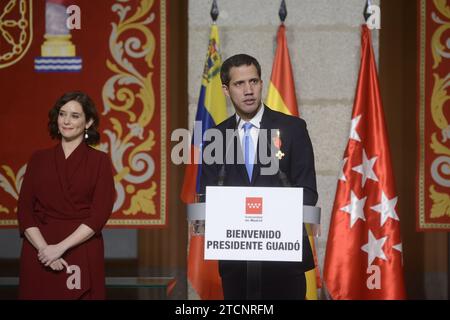 Madrid, 01/25/2020. Juan Guaidó visite la Communauté de Madrid et reçoit des citoyens vénézuéliens. Photo : Maya Balanya. ARCHDC. Crédit : Album / Archivo ABC / Maya Balanya Banque D'Images