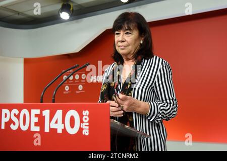 Madrid, 01/27/2020. Réunion de l'exécutif fédéral du PSOE. Conférence de presse de Cristina Narbona. Photo : Maya Balanya. Archdc. Crédit : Album / Archivo ABC / Maya Balanya Banque D'Images