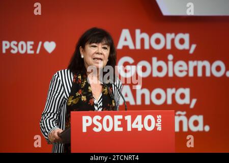 Madrid, 01/27/2020. Réunion de l'exécutif fédéral du PSOE. Conférence de presse de Cristina Narbona. Photo : Maya Balanya. Archdc. Crédit : Album / Archivo ABC / Maya Balanya Banque D'Images