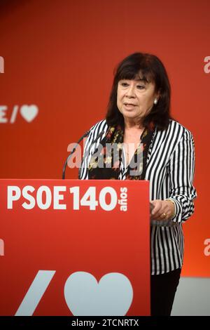 Madrid, 01/27/2020. Réunion de l'exécutif fédéral du PSOE. Conférence de presse de Cristina Narbona. Photo : Maya Balanya. Archdc. Crédit : Album / Archivo ABC / Maya Balanya Banque D'Images