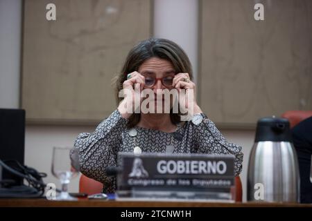 Madrid, 11/02/2022. Commission au Congrès par la ministre de la transition écologique et du défi démographique, Teresa Ribera. Photo : Ángel de Antonio. ARCHDC. Crédit : Album / Archivo ABC / Ángel de Antonio Banque D'Images