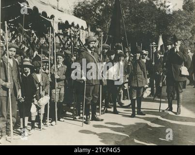 Madrid, octobre 1912. Les explorateurs espagnols (Boy-scouts). Première excursion effectuée à Madrid par les patrouilles scoutes formées sous le patronage du roi. Crédit : Album / Archivo ABC / Julio Duque Banque D'Images