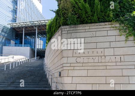 Vue extérieure de l'hôtel de ville de Seattle, Washington, États-Unis Banque D'Images