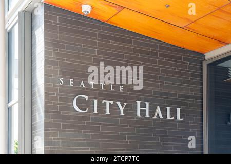 L'entrée de l'hôtel de ville de Seattle, Washington, États-Unis Banque D'Images