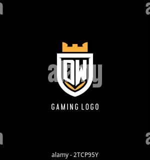 Logo DW initial avec bouclier, logo eSport gaming logo monogramme graphique vectoriel Illustration de Vecteur