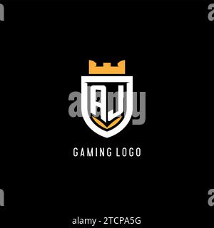 Logo AJ initial avec bouclier, logo eSport gaming logo monogramme graphique vectoriel Illustration de Vecteur