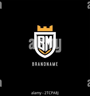 Logo BM initial avec bouclier, logo eSport gaming logo monogramme style graphique vectoriel Illustration de Vecteur