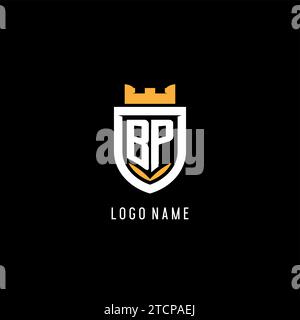 Logo BP initial avec bouclier, logo eSport gaming logo monogramme graphique vectoriel Illustration de Vecteur