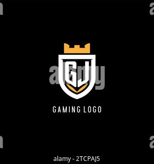 Logo GJ initial avec bouclier, logo de jeu eSport logo monogramme de style graphique vectoriel Illustration de Vecteur