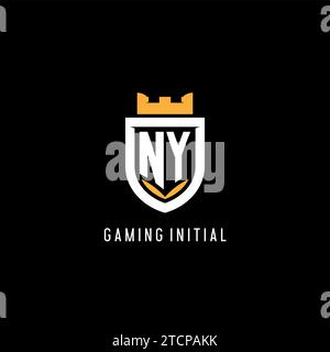 Logo NY initial avec bouclier, logo de jeu eSport logo monogramme de style graphique vectoriel Illustration de Vecteur