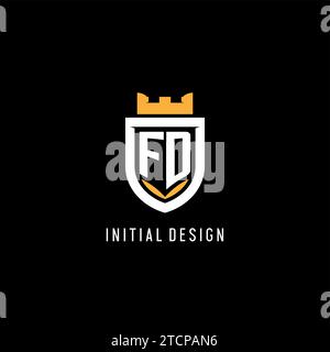 Logo FD initial avec bouclier, logo eSport gaming logo monogramme de style graphique vectoriel Illustration de Vecteur