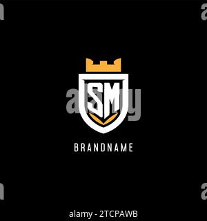Logo SM initial avec bouclier, logo eSport gaming logo monogramme de style graphique vectoriel Illustration de Vecteur