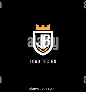 Logo JB initial avec bouclier, logo eSport gaming logo monogramme de style graphique vectoriel Illustration de Vecteur