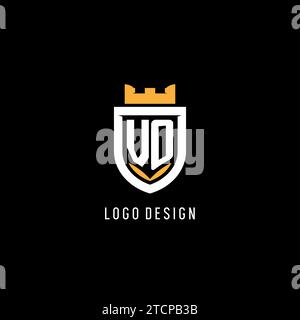 Logo VO initial avec bouclier, logo de jeu eSport graphique vectoriel de style monogramme Illustration de Vecteur