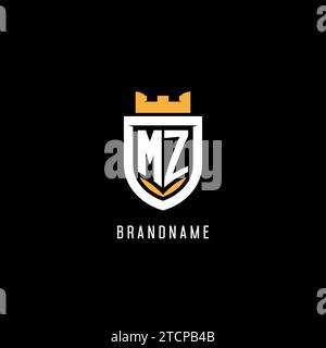 Logo MZ initial avec bouclier, logo eSport gaming logo monogramme de style graphique vectoriel Illustration de Vecteur