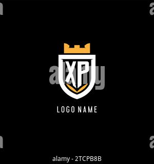 Logo XP initial avec bouclier, logo eSport gaming logo monogramme de style graphique vectoriel Illustration de Vecteur
