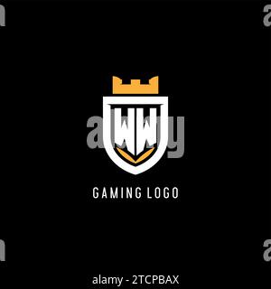 Logo WW initial avec bouclier, logo eSport gaming logo monogramme graphique vectoriel Illustration de Vecteur
