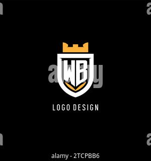 Logo WB initial avec bouclier, logo eSport gaming logo monogramme de style graphique vectoriel Illustration de Vecteur