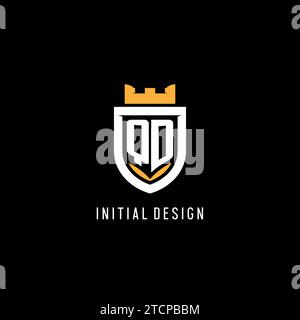 Logo QD initial avec bouclier, logo eSport gaming logo monogramme de style graphique vectoriel Illustration de Vecteur