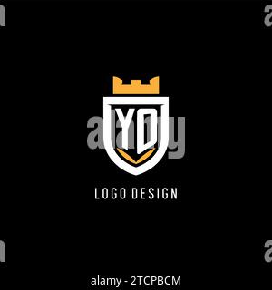 Logo YO initial avec bouclier, logo de jeu eSport logo monogramme de style graphique vectoriel Illustration de Vecteur