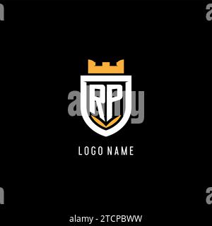 Logo RP initial avec bouclier, logo eSport gaming logo monogramme graphique vectoriel Illustration de Vecteur