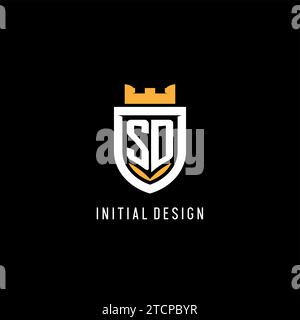 Logo SD initial avec bouclier, logo eSport gaming logo monogramme de style graphique vectoriel Illustration de Vecteur