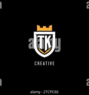 Logo TK initial avec bouclier, logo eSport gaming logo monogramme de style graphique vectoriel Illustration de Vecteur