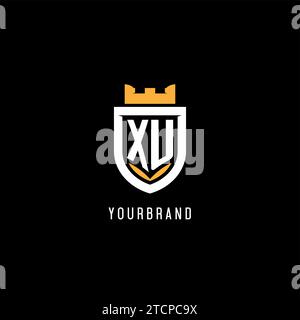 Logo XU initial avec bouclier, logo de jeu eSport graphique vectoriel de style monogramme Illustration de Vecteur