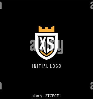 Logo XS initial avec bouclier, logo eSport gaming logo monogramme de style graphique vectoriel Illustration de Vecteur